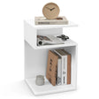 S-Shaped Side Table with Unique S-shaped Frame and 2 Open Compartments-White