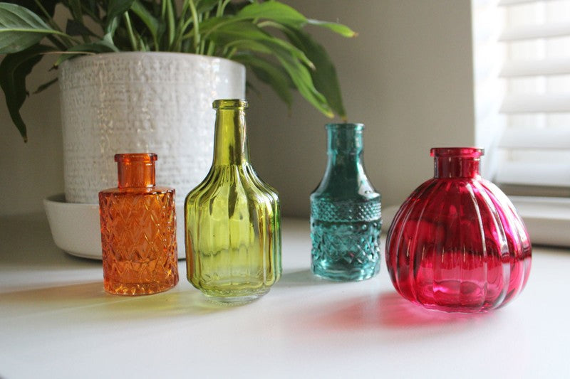 Set of Four Boho Posy Vase Bottles