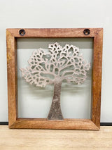 Silver Tree Of Life In A Wooden Frame