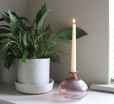 Pink Glass Candle Holder