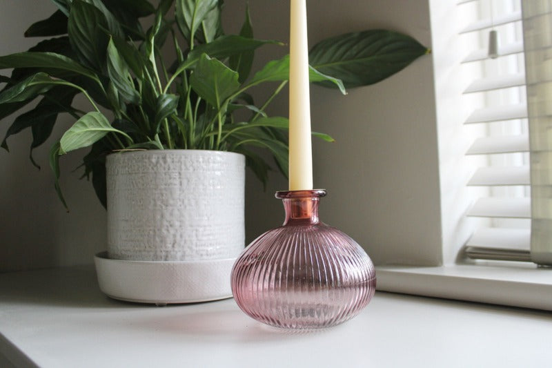 Pink Glass Candle Holder