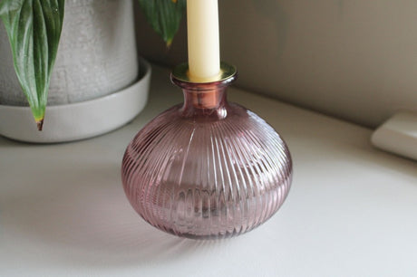 Pink Glass Candle Holder