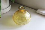 Yellow Ribbed Glass Candle Holder