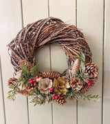 Twisted Pine & Berry Botanical Christmas Wreath 35cm