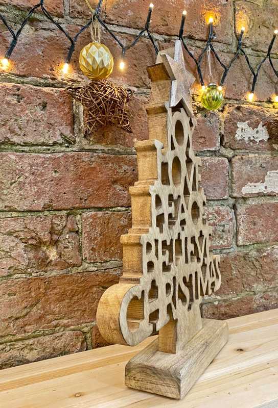 Wooden Christmas Tree Words Ornament 26cm