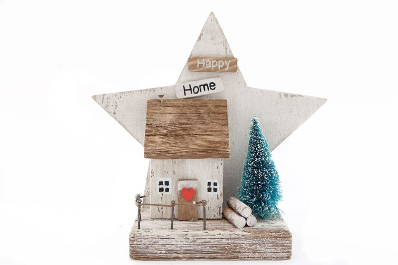 Star & House Scene Ornament 18cm