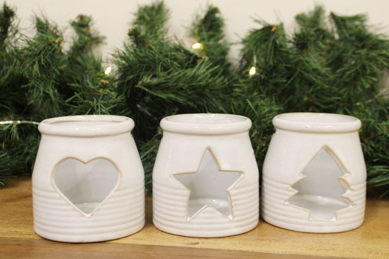 Set of Three Ceramic Tealight Holders