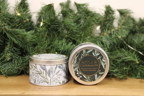 Set of Two Apple and Cinnamon Tin Candles