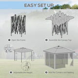 Outsunny 3 x 3 Sturdy Pop Up Gazebo with Solar-Powered LED Lights, Adjustable for Outdoor Events, Khaki