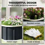 Outsunny Galvanised Raised Garden Bed, 4.5 x 2 x 1 ft Metal Planter with Gloves and Folded Edging, Dark Grey