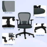 Vinsetto Ergonomic Office Chair, Mesh Desk Chair with Flip-up Armrest, Lumbar Back Support, Swivel Wheels, Grey