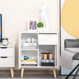 HOMCOM Sideboard Floor Cabinet Storage Cupboard with Drawer and Solid Wood Legs for Bedroom, Living Room, Entryway, Brown