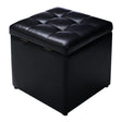 40cm PU Leather Cube Storage Ottoman with Lid-Black