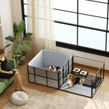 PawHut Seven-Panel Dog Whelping Box, Dog Playpen with Washable Whelping Pads, Wind-Resistant Fabric, for Small and Medium Dogs