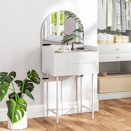 HOMCOM Three Drawer Compact Dressing Table - White