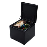 40cm PU Leather Cube Storage Ottoman with Lid-Black