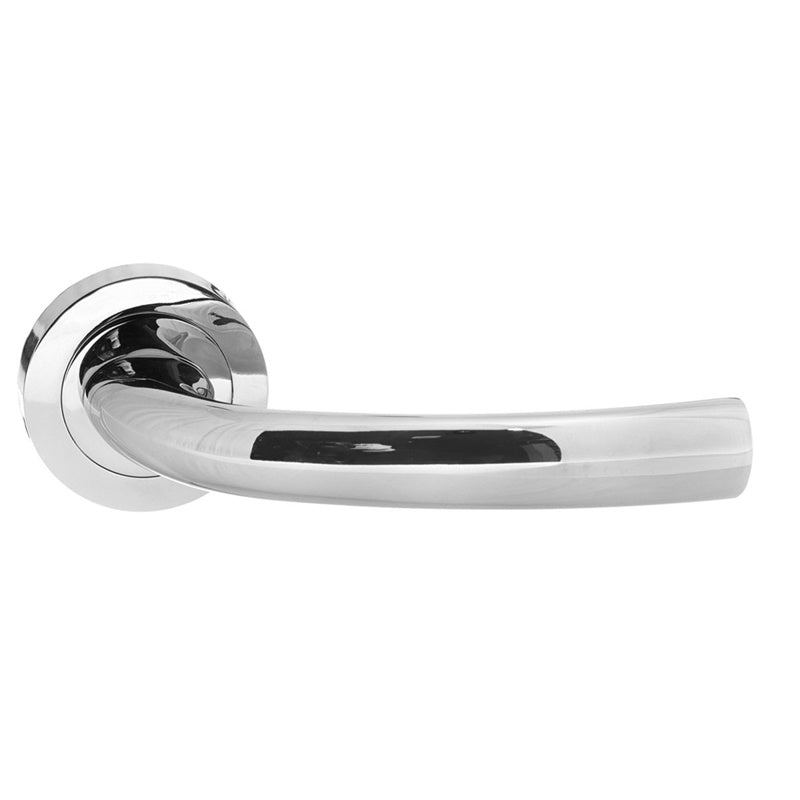 STATUS Nevada Lever Door Handle on Round Rose - Polished Chrome - Set