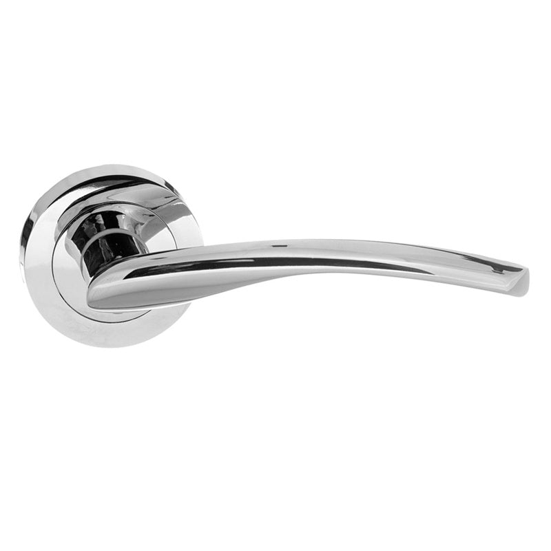 STATUS Arizona Lever Door Handle on Round Rose - Polished Chrome - Set