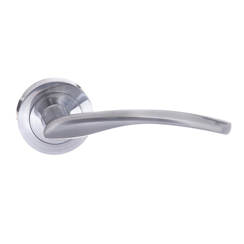 STATUS Arizona Lever Door Handle on Round Rose - Satin Chrome - Set