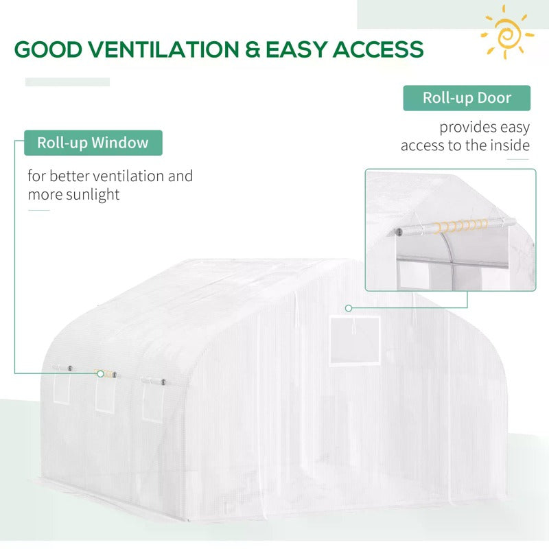 Outsunny Walk In Greenhouse Cover Replacement Plant Growhouse PE Cover 4.5x3x2m White