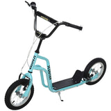 HOMCOM Stunt Scooter, Kids Scooter, 12'' Rubber Tyre Kick Scooter with Adjustable Handlebar, Dual Brakes, Blue