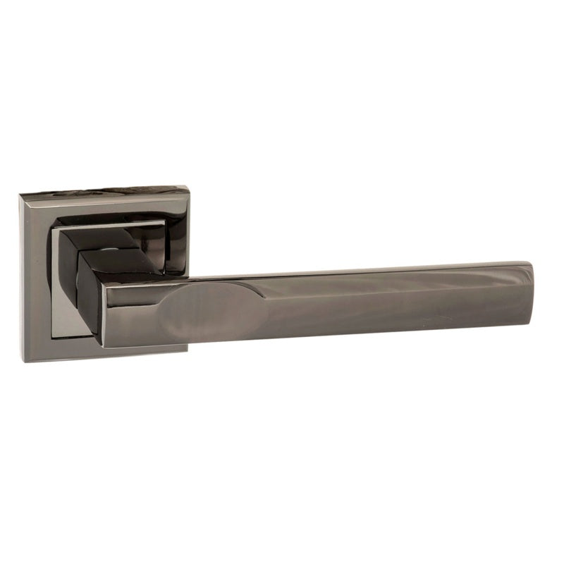 STATUS Kansas Lever Door Handle on Square Rose - Black Nickel - Set