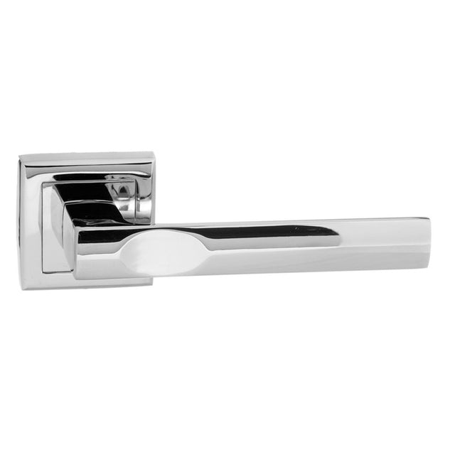 STATUS Kansas Lever Door Handle on Square Rose - Polished Chrome - Set