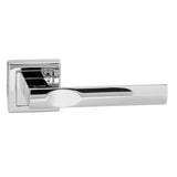 STATUS Kansas Lever Door Handle on Square Rose - Polished Chrome - Set