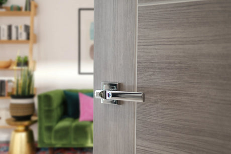 STATUS Kansas Lever Door Handle on Square Rose - Polished Chrome - Set
