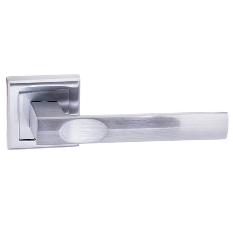 STATUS Kansas Lever Door Handle on Square Rose - Satin Chrome - Set