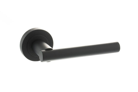 STATUS Nebraska Lever Door Handle on Round Rose - Matt Black - Each