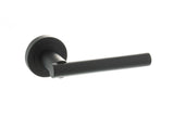 STATUS Nebraska Lever Door Handle on Round Rose - Matt Black - Set
