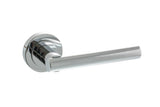 STATUS Nebraska Lever Door Handle on Round Rose - Polished Chrome - Set