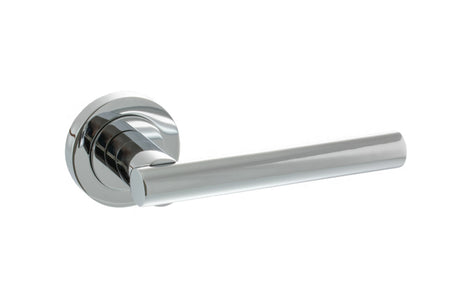 STATUS Nebraska Lever Door Handle on Round Rose - Polished Chrome - Set