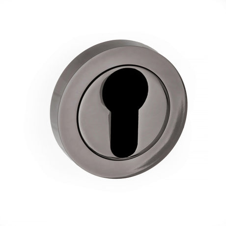 STATUS Euro Escutcheons on Round Rose - Black Nickel - Pair