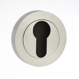 STATUS Euro Escutcheons on Round Rose - Satin Chrome - Pair