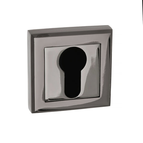 STATUS Euro Escutcheons on Square Rose - Black Nickel - Pair