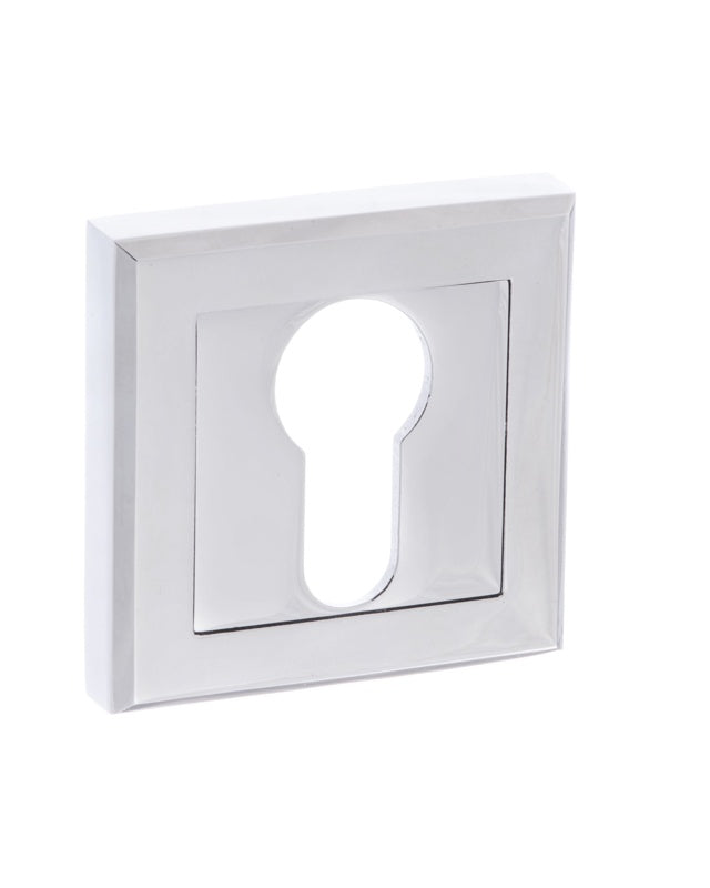 STATUS Euro Escutcheons on Square Rose - Polished Chrome - Pair