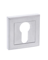 STATUS Euro Escutcheons on Square Rose - Satin Chrome - Pair