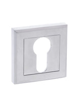 STATUS Euro Escutcheons on Square Rose - Satin Chrome - Pair