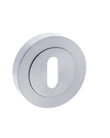 STATUS Key Escutcheons on Round Rose - Satin Chrome - Pair