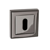 STATUS Key Escutcheons on Square Rose - Black Nickel - Pair