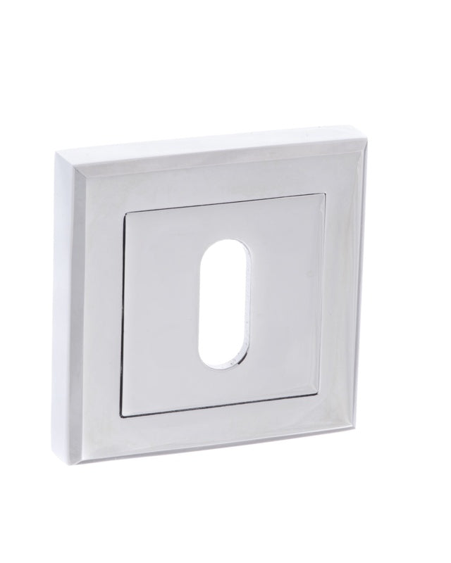 STATUS Key Escutcheons on Square Rose - Polished Chrome - Pair