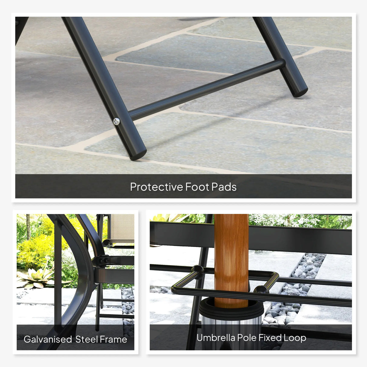 Outsunny Five-Piece Steel Frame Patio Set - Khaki/Black