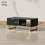 HOMCOM Elegant Marble Effect Storage Coffee Table - Black