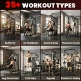 SPORTNOW Home Multi Gym Smith Machine with 65kg Weight Stack, Cable Pulley System, Chest Station, Preacher Pad & Leg Developer