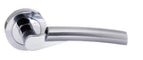 STATUS Florida Lever Door Handle on Round Rose - Satin Chrome/Polished Chrome - Set