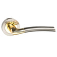 STATUS Indiana Lever Door Handle on Round Rose - Satin Nickel/Polished Brass - Set