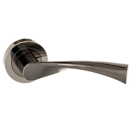 STATUS Colorado Lever Door Handle on Round Rose - Black Nickel - Set