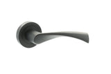 STATUS Colorado Lever Door Handle on Round Rose - Matt Black - Set